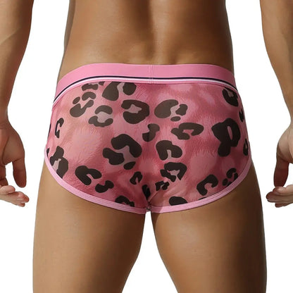 Seobean Men’s Leopard Print Briefs Sexy Breathable Stretch Mesh Underwear  250107