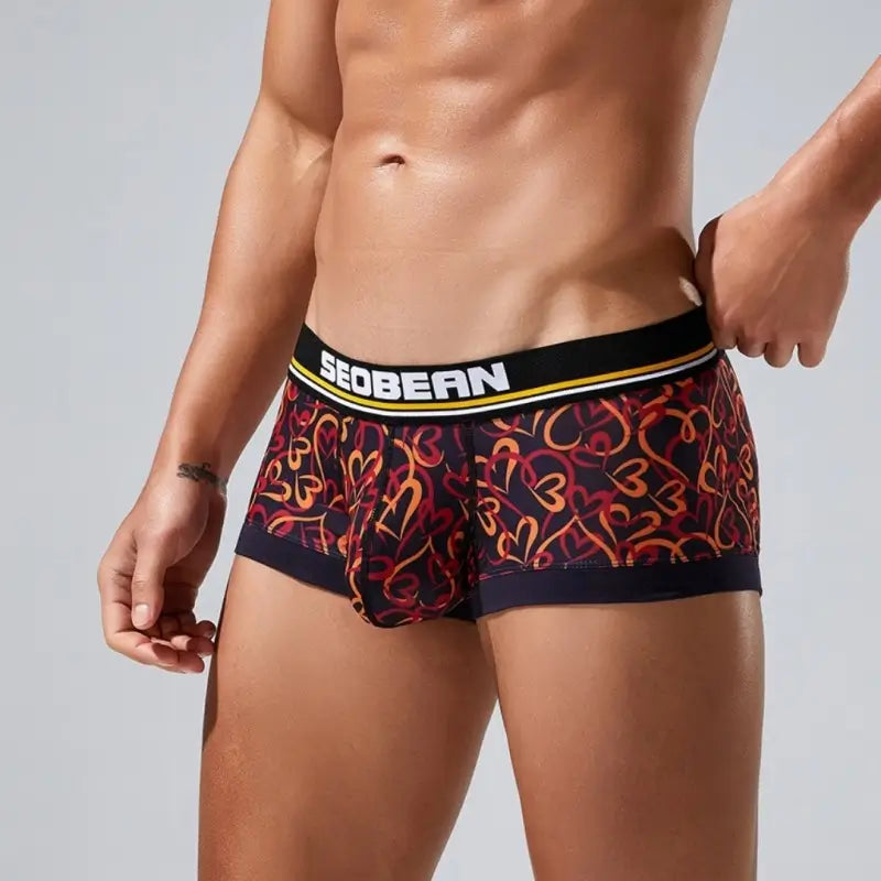 Seobean Love Heart Pattern Boxer Briefs for Men 250210