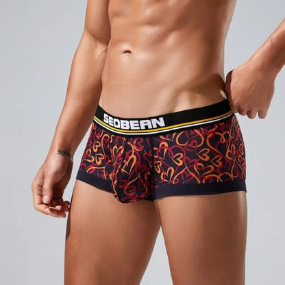 Seobean Love Heart Pattern Boxer Briefs for Men 250210