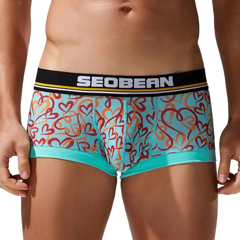 Seobean Love Heart Pattern Boxer Briefs for Men 250210