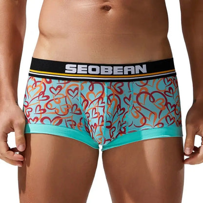 Seobean Love Heart Pattern Boxer Briefs for Men 250210