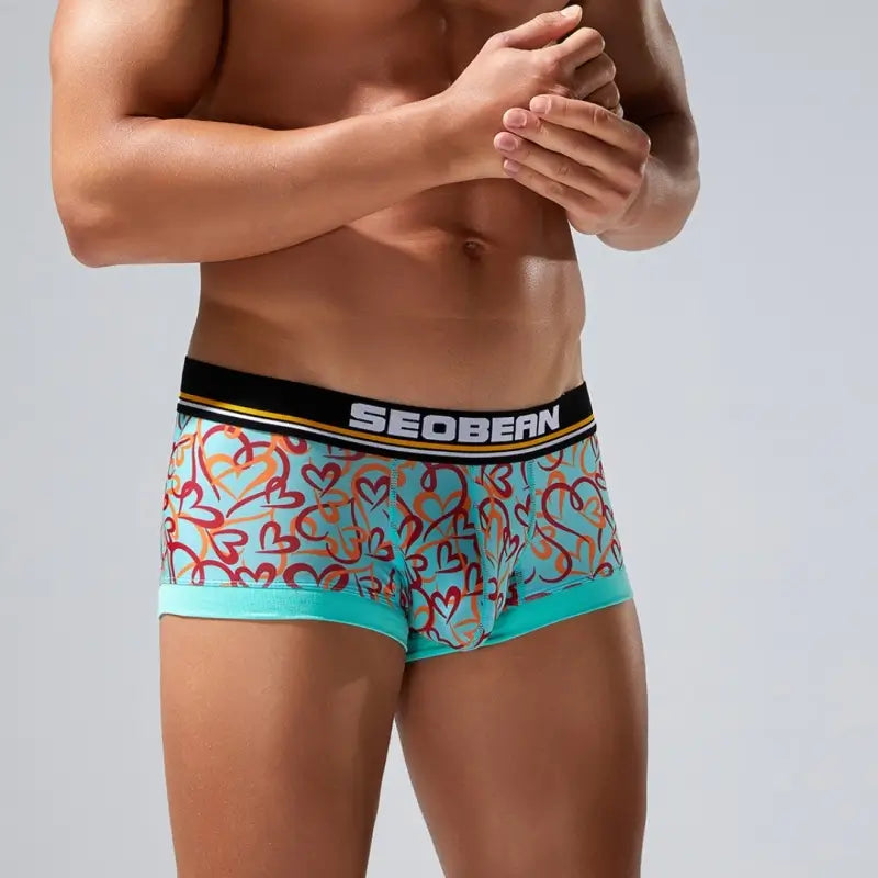 Seobean Love Heart Pattern Boxer Briefs for Men 250210
