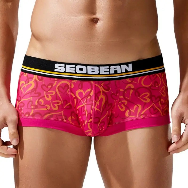 Seobean Love Heart Pattern Boxer Briefs for Men 250210