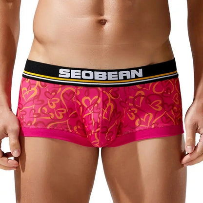 Seobean Love Heart Pattern Boxer Briefs for Men 250210