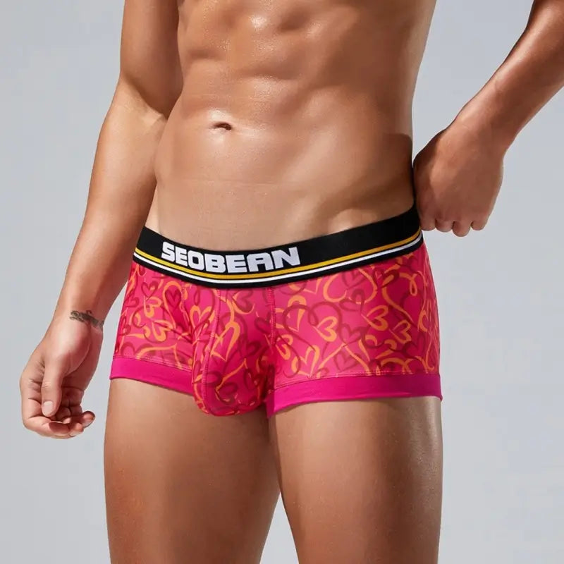 Seobean Love Heart Pattern Boxer Briefs for Men 250210