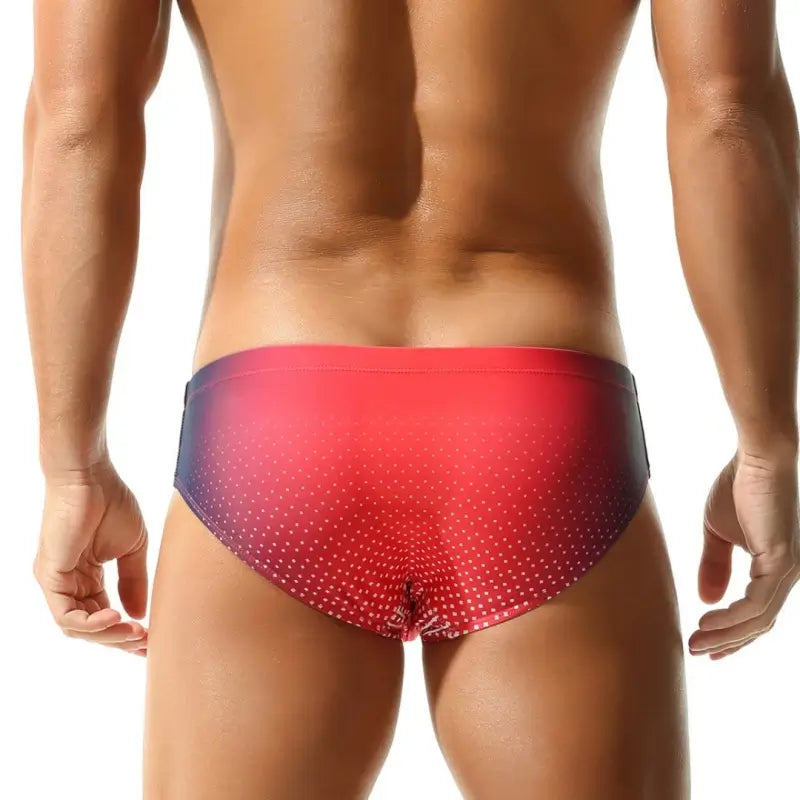 Seobean Men's Swim Briefs – Olive Green Athletic Fit with Stripes & Dots 250901