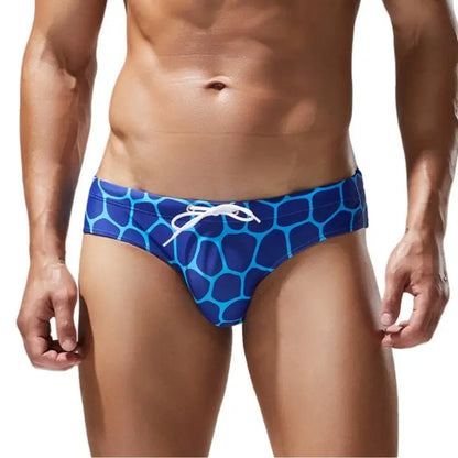 Seobean Men's Geometric Print Swim Brief - Swim Bikini Swimwear 250902