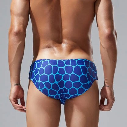 Seobean Men's Geometric Print Swim Brief - Swim Bikini Swimwear 250902