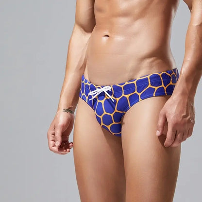Seobean Men's Geometric Print Swim Brief - Swim Bikini Swimwear 250902