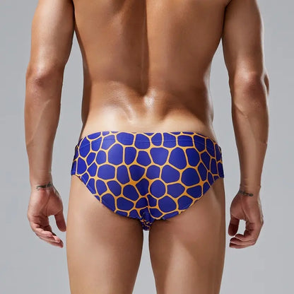 Seobean Men's Geometric Print Swim Brief - Swim Bikini Swimwear 250902