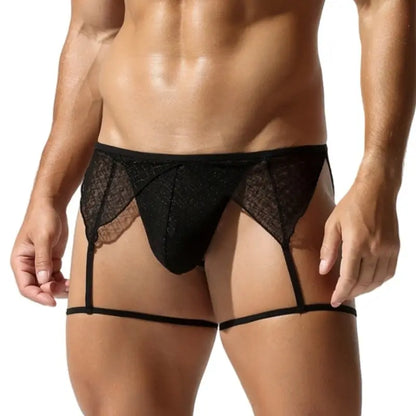 Tauwell Men's T-Back Thongs Set with Garter 25103