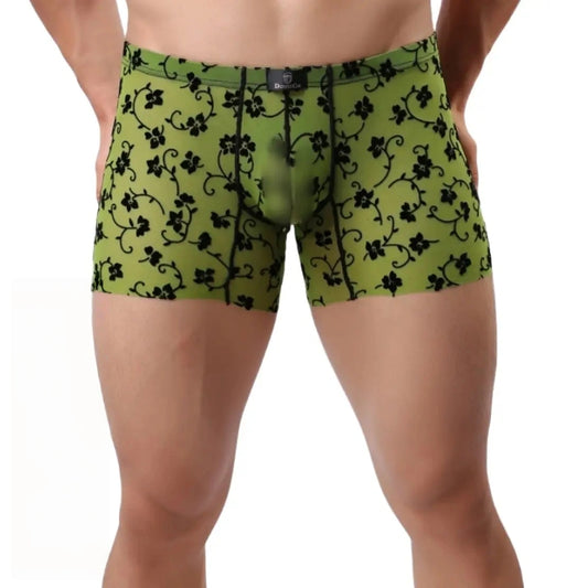 DomiGe Men's Flocking Boxer Briefs - Soft Mesh Pouch Underwear for Men