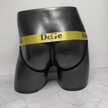 DomiGe Skull Jockstrap Men's Black Crossbones Print Yellow Waistband Underwear