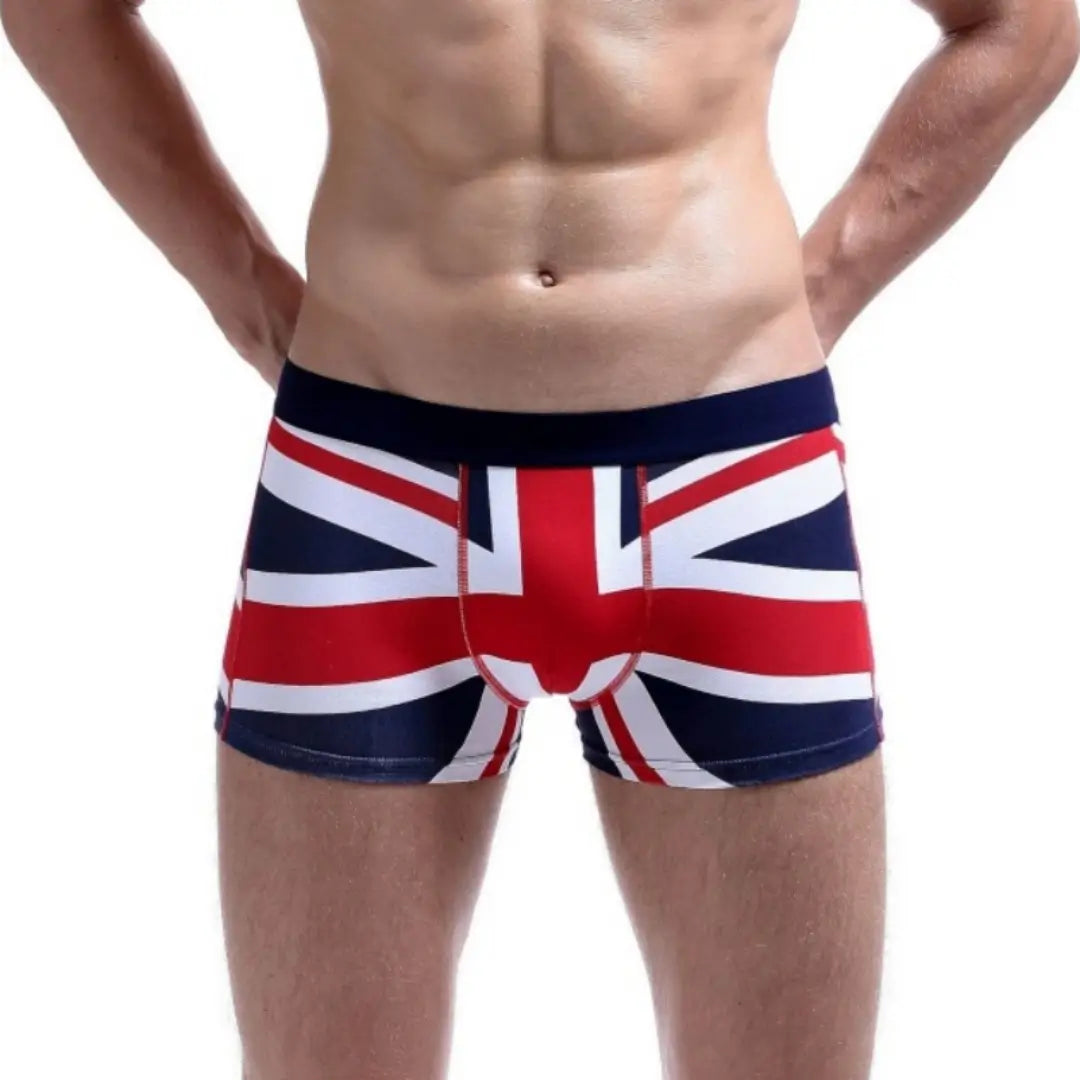 Seobean Men's Low-Rise Boxer Shorts with UK National Flag Print 70204