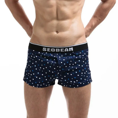 Seobean Men's Cotton Boxer Shorts – Stylish Lingerie for Men 70502