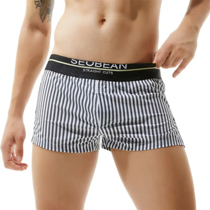 Seobean Stylish 100% Cotton Low-Rise Boxer Shorts for Men 80503