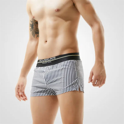 Seobean Stylish 100% Cotton Low-Rise Boxer Shorts for Men 80503