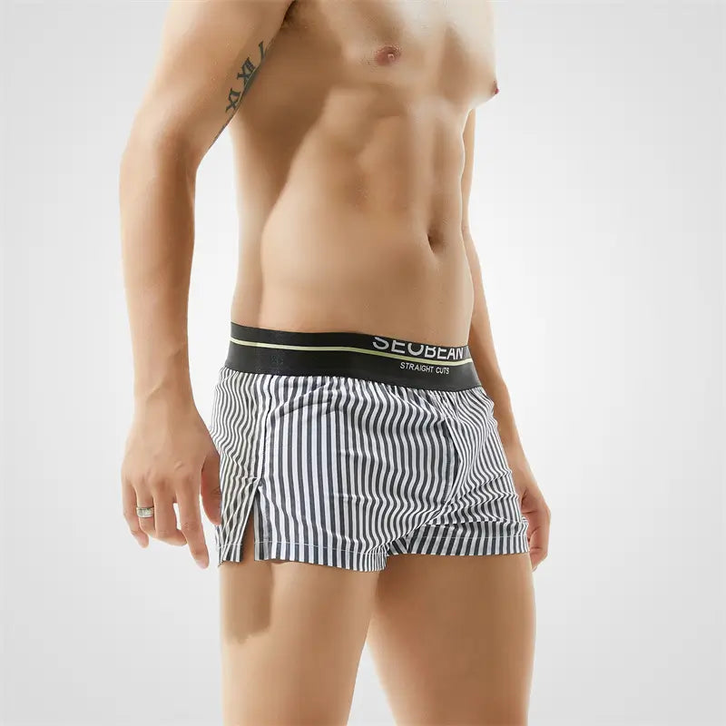 Seobean Stylish 100% Cotton Low-Rise Boxer Shorts for Men 80503