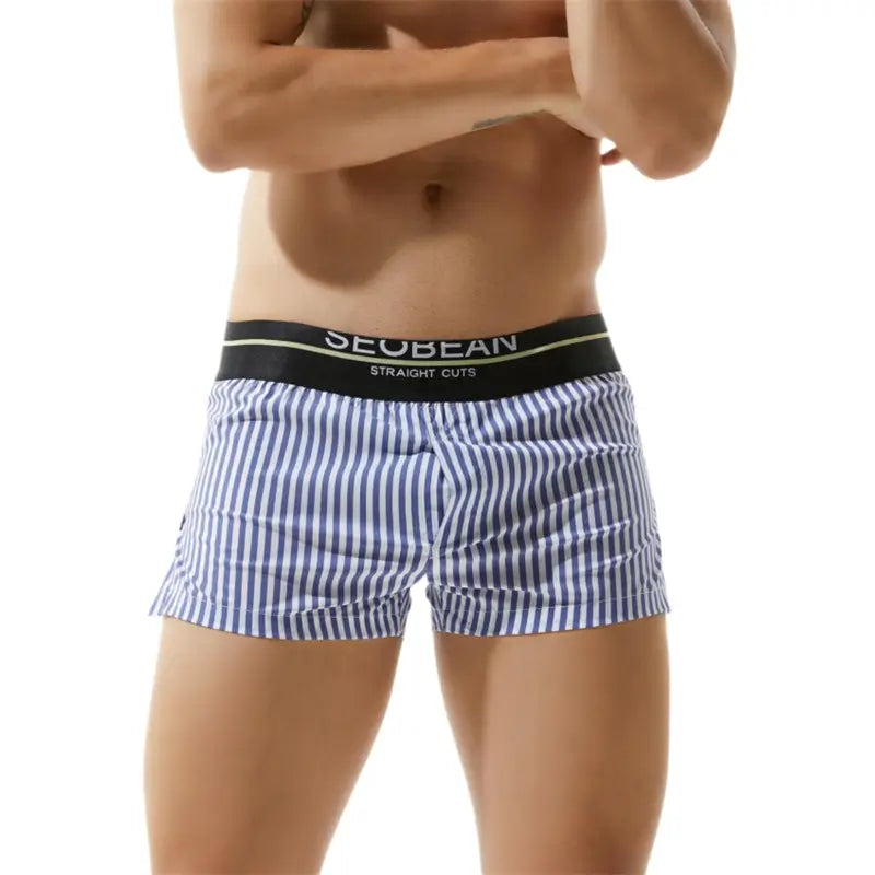 Seobean Stylish 100% Cotton Low-Rise Boxer Shorts for Men 80503