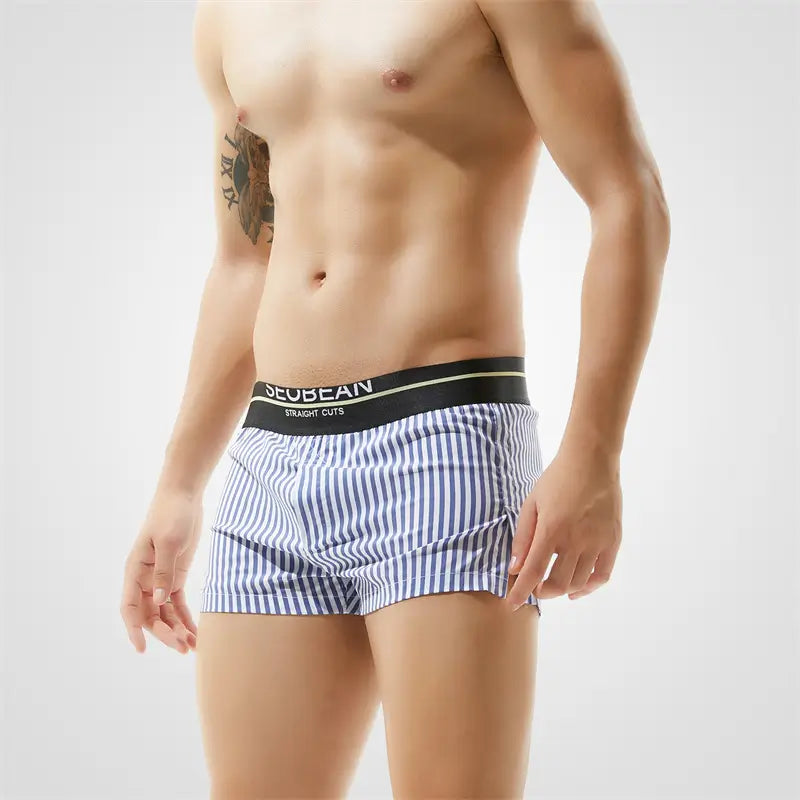 Seobean Stylish 100% Cotton Low-Rise Boxer Shorts for Men 80503