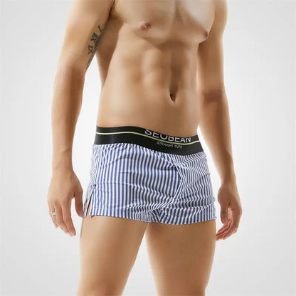 Seobean Stylish 100% Cotton Low-Rise Boxer Shorts for Men 80503