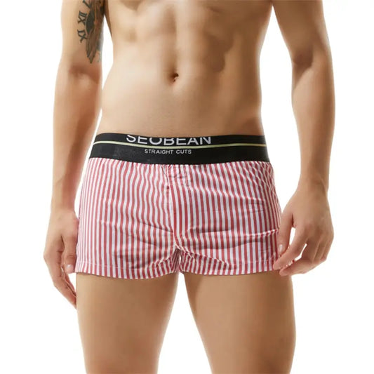 Seobean Stylish 100% Cotton Low-Rise Boxer Shorts for Men 80503