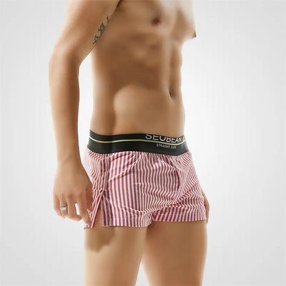 Seobean Stylish 100% Cotton Low-Rise Boxer Shorts for Men 80503