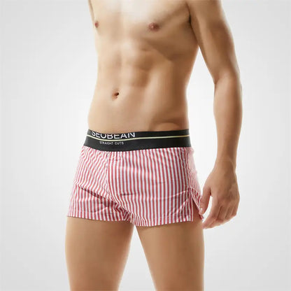 Seobean Stylish 100% Cotton Low-Rise Boxer Shorts for Men 80503