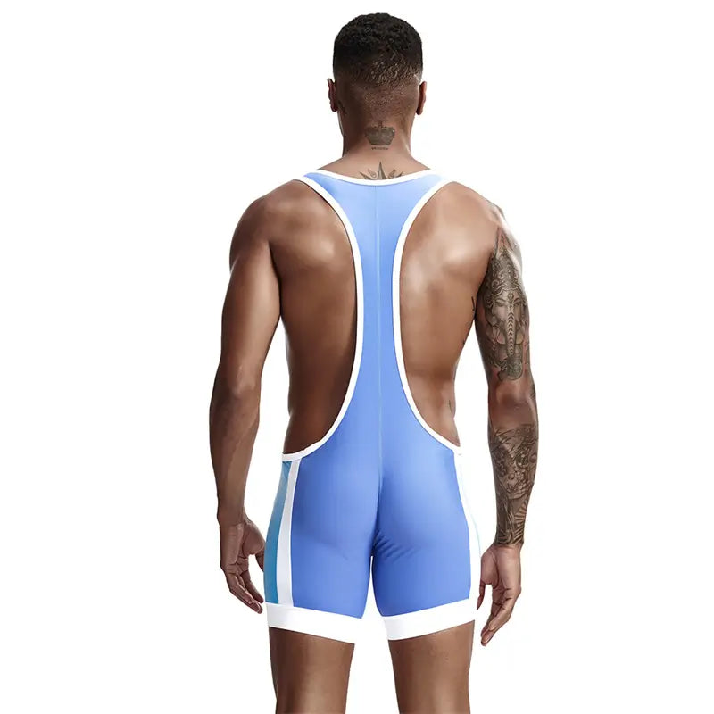 Tauwell Men's Athletic Bodysuit - Black/Red Performance Singlet 9701