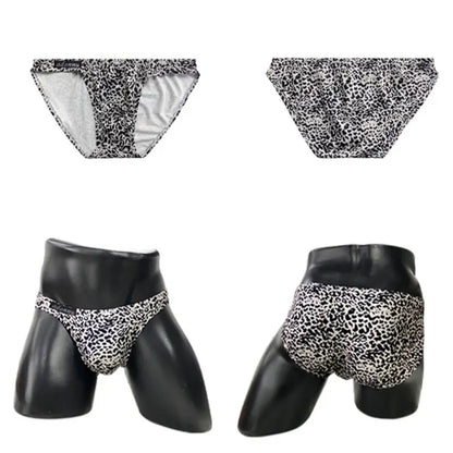 Adannu Men's Leopard Print Bikini Briefs - Low-Rise Supportive Pouch Underwear AD744