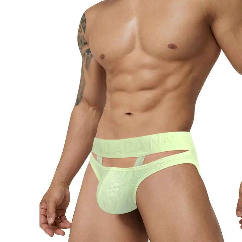 Adannu Men's Sexy Low Rise Breathable Pouch Briefs with Surround Ring Design AD752