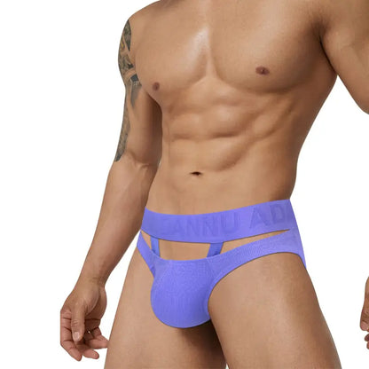 Adannu Men's Sexy Low Rise Breathable Pouch Briefs with Surround Ring Design AD752