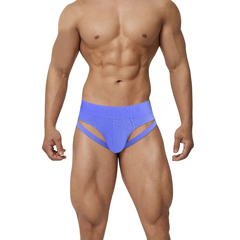 Adannu Men's Low-Rise Ribbed Briefs Sexy Cotton-Spandex Underwear AD759