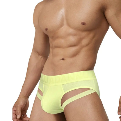 Adannu Men's Low-Rise Ribbed Briefs Sexy Cotton-Spandex Underwear AD759