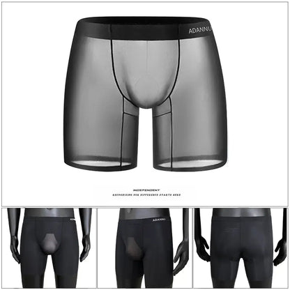 Adannu Ultra-Thin Men's Sexy Transparent Sports Boxer Shorts | Breathable Anti-Slip Underwear