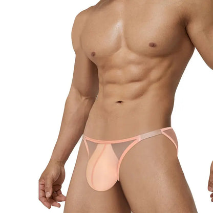 Adannu Men's Ultra-Sexy Low-Rise Bikini Briefs with Sheer Mesh Panels & High-Cut Design