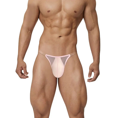 Adannu Men's Ultra-Sexy Low-Rise Bikini Briefs with Sheer Mesh Panels & High-Cut Design