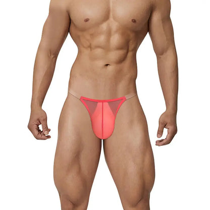 Adannu Men's Ultra-Sexy Low-Rise Bikini Briefs with Sheer Mesh Panels & High-Cut Design