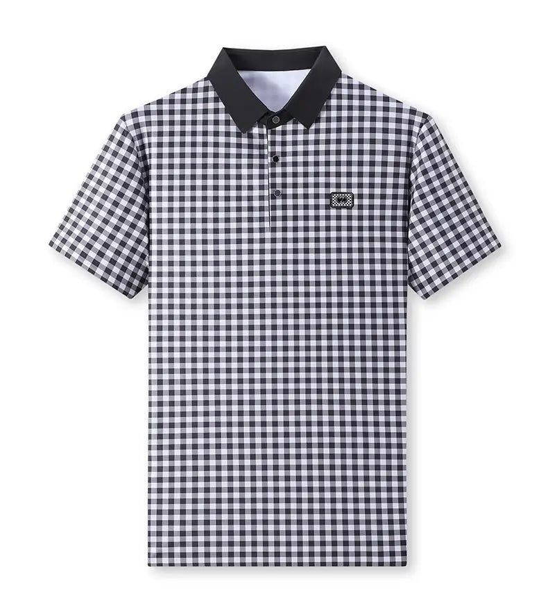 Polo de Seda para Hombre Camisa de Manga Corta Informal de Negocios de Verano