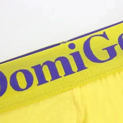 Bold side cut-out detail — T-back thong ventilation design DomiGe yellow