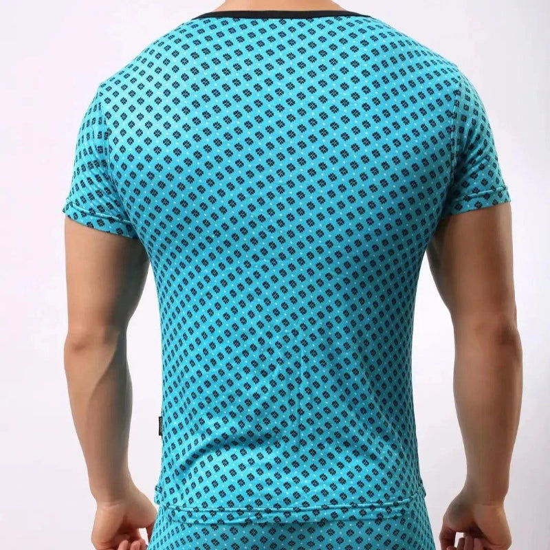 DomiGe Men's Green O-Neck T-Shirt - Casual Stretch Fit Modal Blend Top for Male Back
