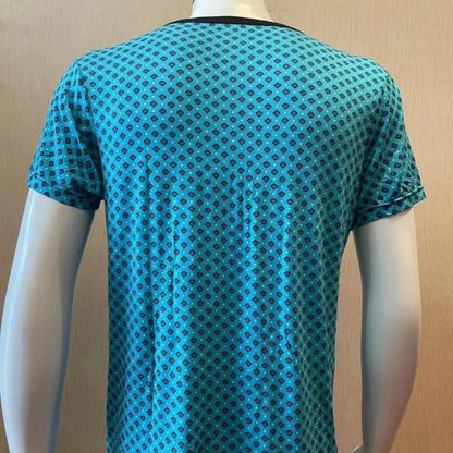 DomiGe Men's Green O-Neck T-Shirt - Casual Stretch Fit Modal Blend Top for Male Back Real