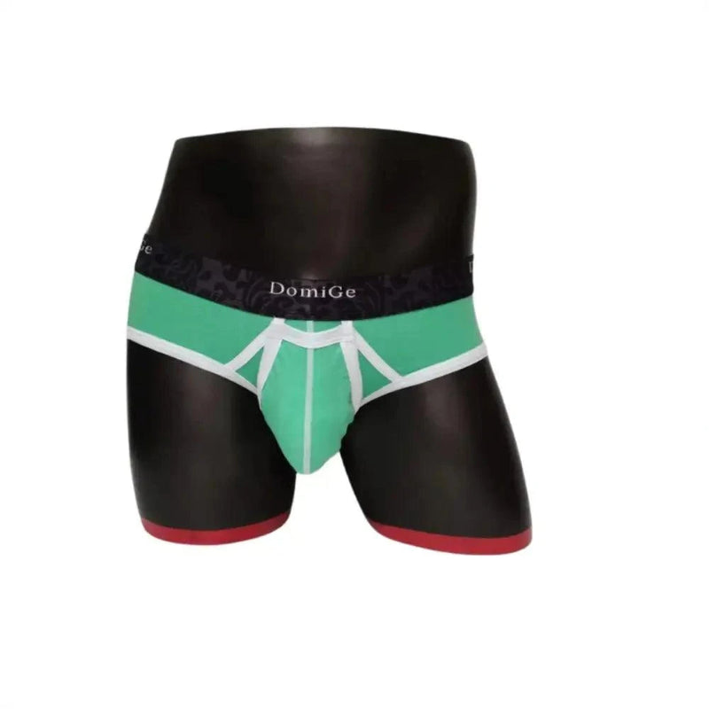 DomiGe men's Green cotton stretch briefs with dual pouch underwear Front Model