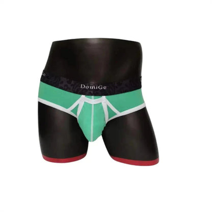 DomiGe men's Green cotton stretch briefs with dual pouch underwear Front Model
