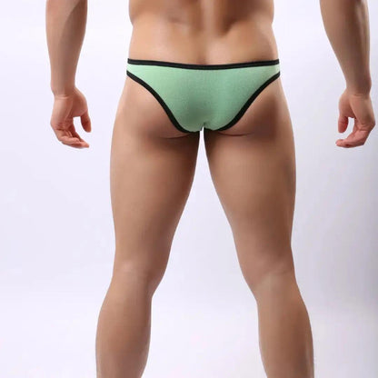 DomiGe men's low rise bikini briefs sexy erotic underwear Green Back