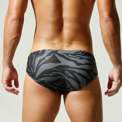 Wild Instinct Swim Briefs — Animal Print Quick-Dry
