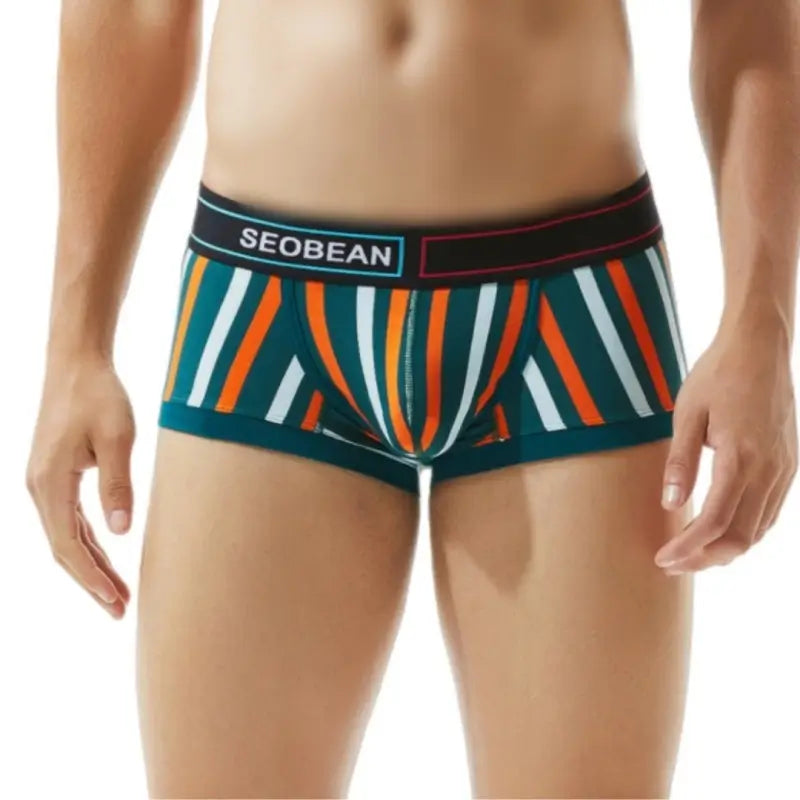 Seobean Low Rise Striped Boxer Briefs Men Cotton Trunk Underwear