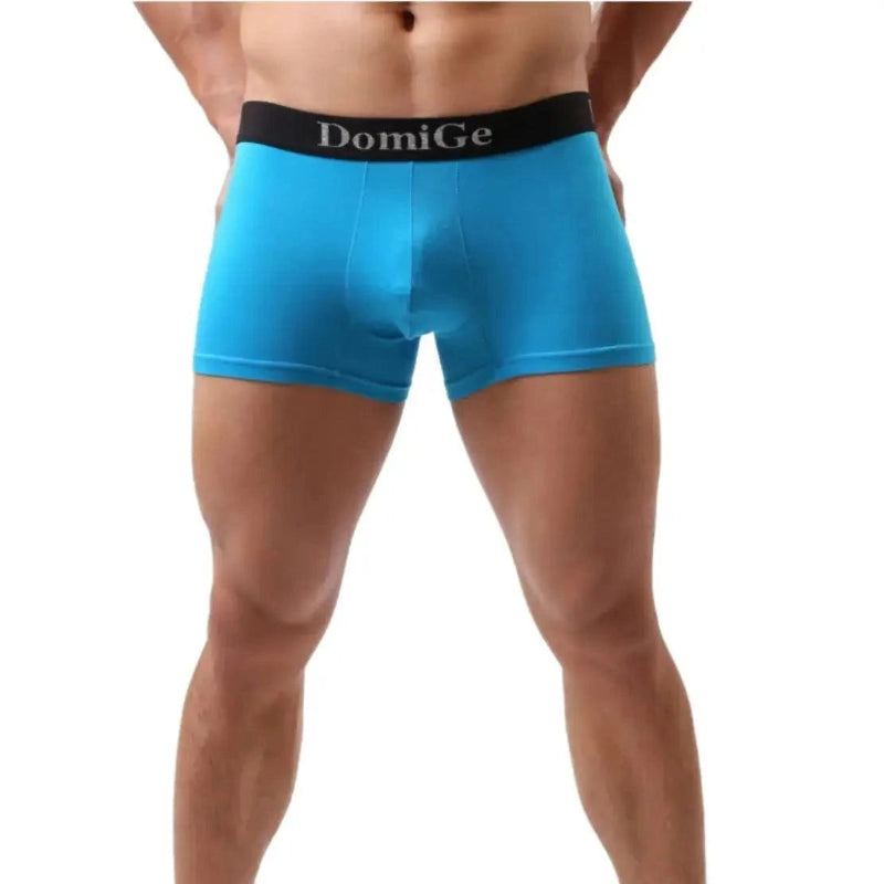 Model wearing DomiGe modal boxer briefs mid-waist — front angle
