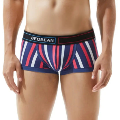 Seobean Low Rise Striped Boxer Briefs Men Cotton Trunk Underwear