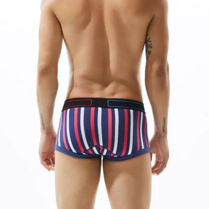 Seobean Low Rise Striped Boxer Briefs Men Cotton Trunk Underwear